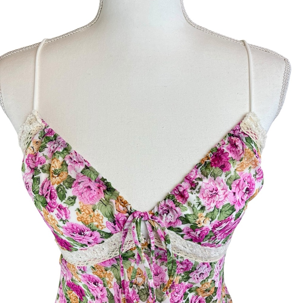 PRINCESS POLLY Pink Floral Emilee Babydoll Slip Dress 6 Camisole Mini Milkmaid - Picture 6 of 15